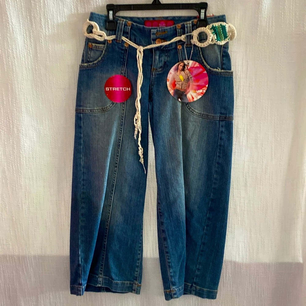 Denim Capri pants sizes zero and seven with belt